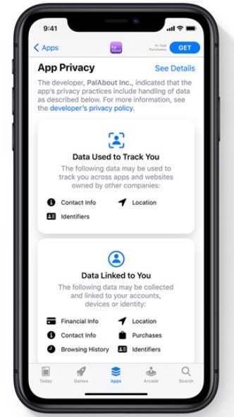 An iPhone showing new privacy features
