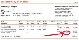 Alinta Energy bill example of supply charge