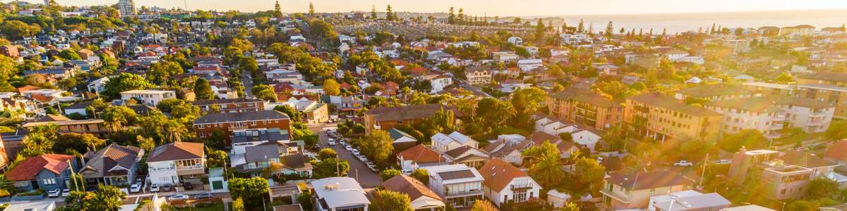 Aerial view of Sydney at sunset