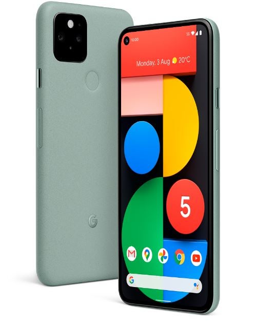 Pixel 5 front and back Sage