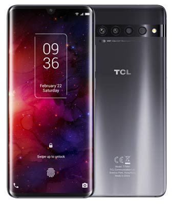 Front and back of TCL 10 Pro phone in grey colourway