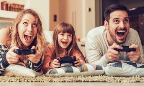 A family playing a video game