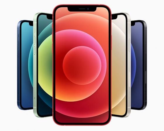 iPhone 12 phones in five colours