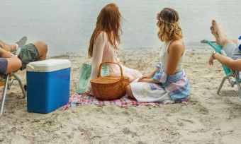 People at beach having picnic