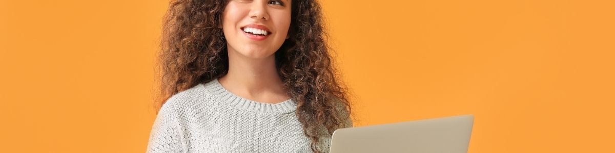 A woman with a laptop