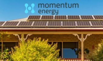 House in QLD with solar panels and Momentum Energy logo