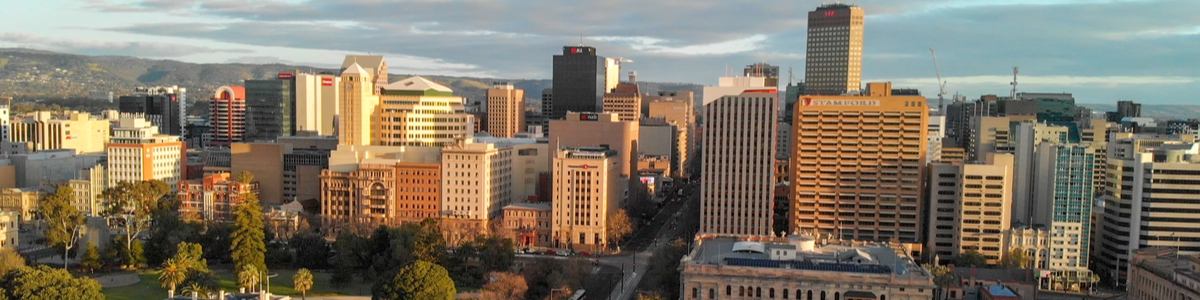 Adelaide city aerial view of buildings