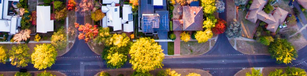 aerial houses solar panels