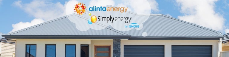 House with Alinta and Simply Energy logos