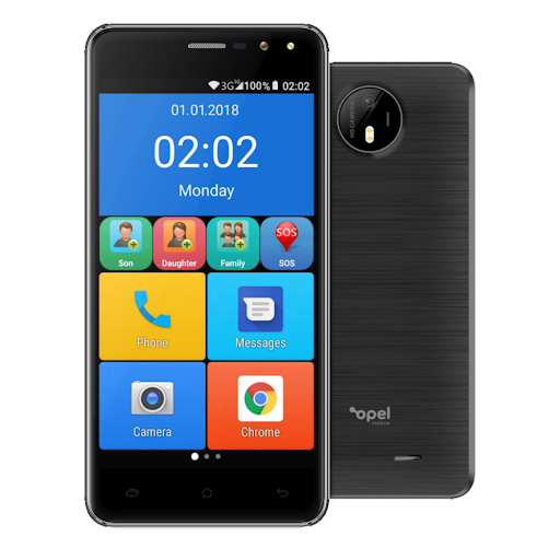 the back and front of the Opel Easy Smart Phone