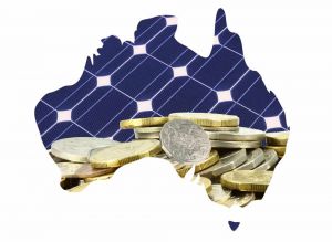 solar panels map of Aus with coins