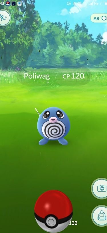 A screenshot of Pokemon GO, a game where you walk around with your smartphone and catch monsters with your camera