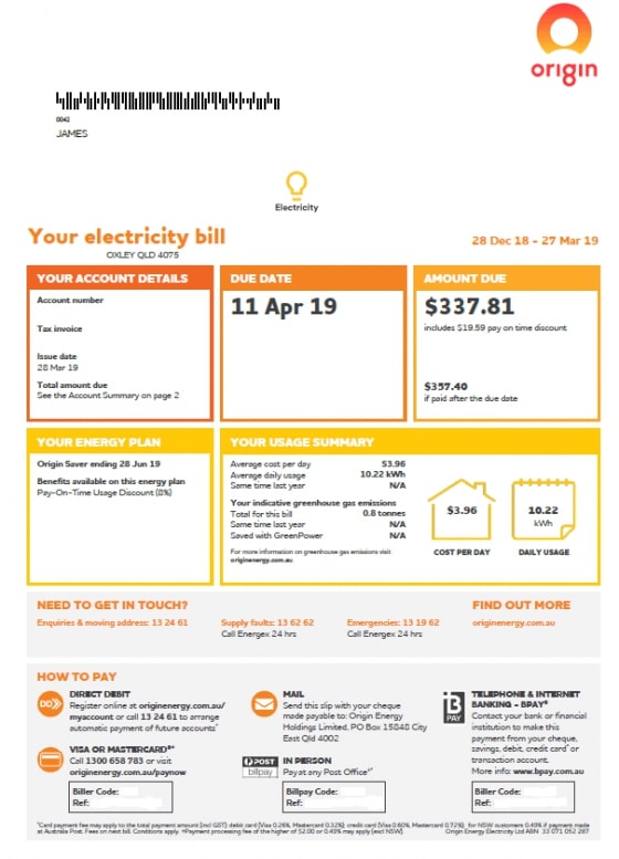 origin bill front page