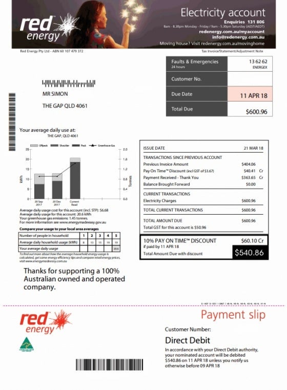 red energy bill