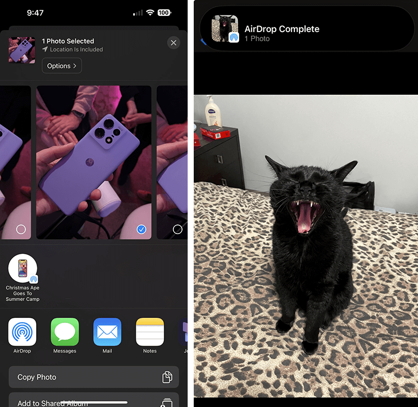 Sending and receiving files through AirDrop