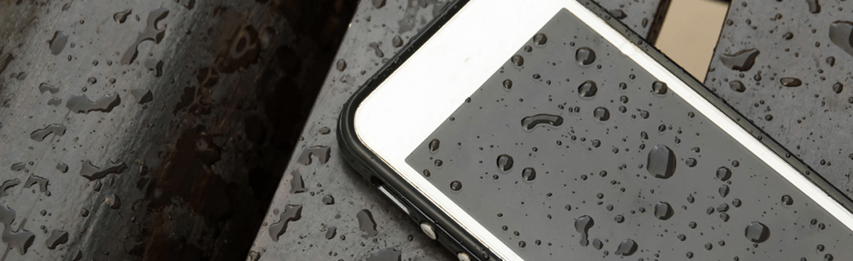 Phone covered in water