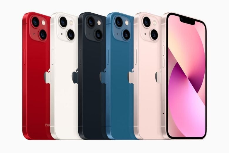 The iPhone 13 in different colours