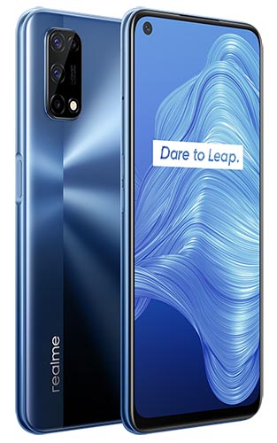 Front and back of Realme 7 5G in blue colourway