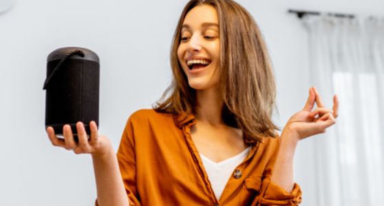 Girl with Smart Speaker