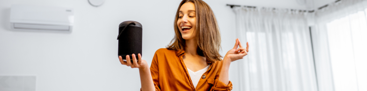 Girl with Smart Speaker