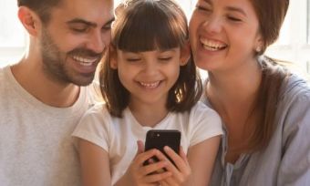 A family using a phone