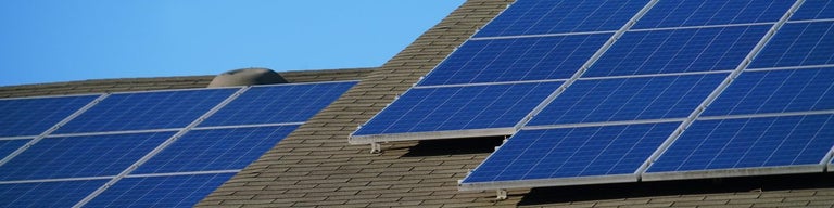 Solar panels on residentials house roof