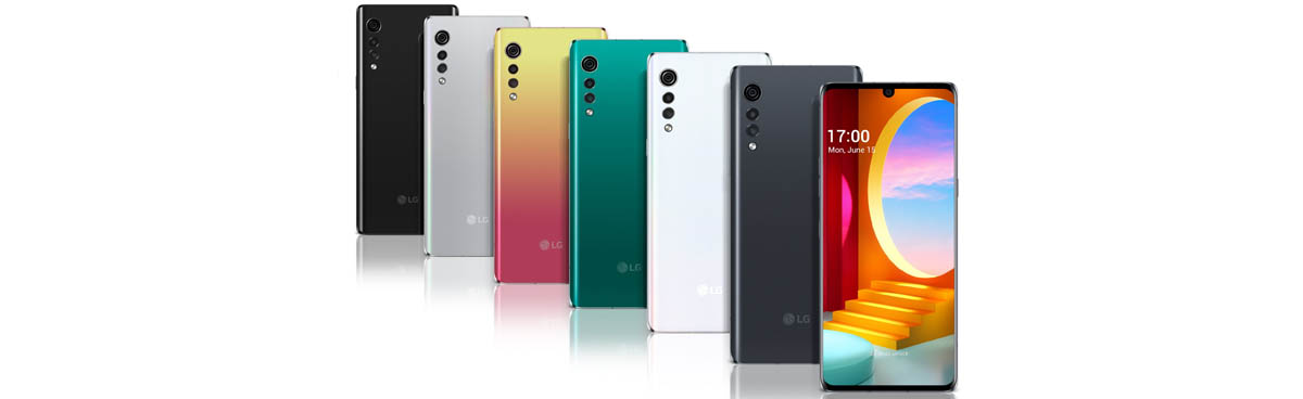 LG Velvet 5G phones in various colours