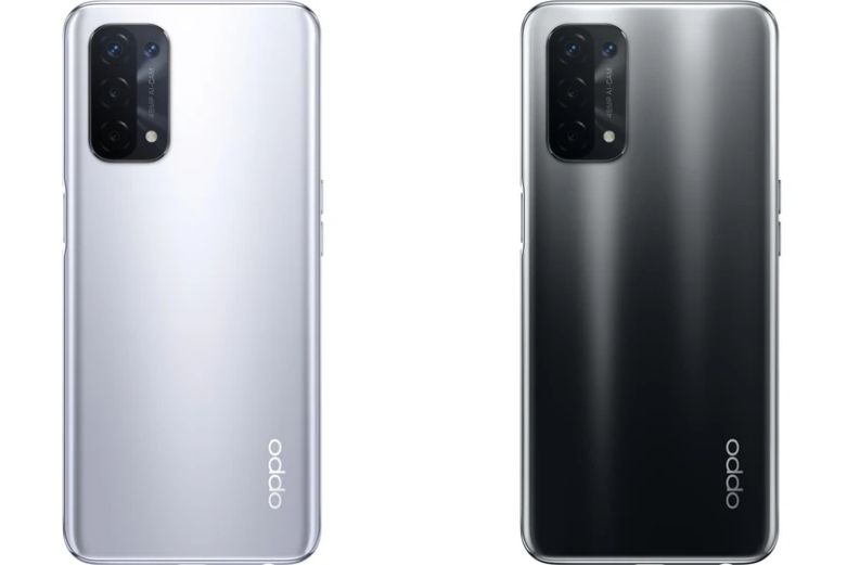 The OPPO A74 5G in two different colours