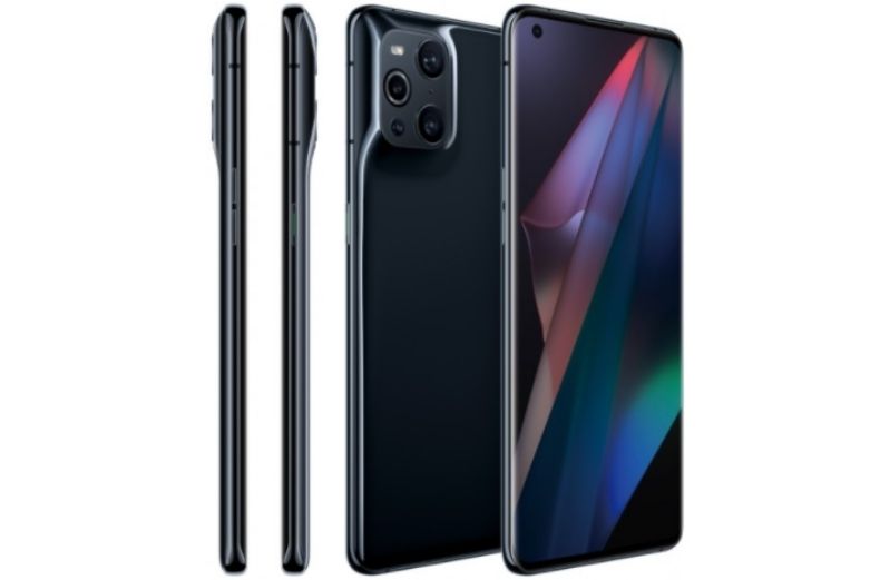 The OPPO Find X3 Pro from several different angles