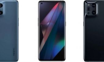 The OPPO Find X3 Pro in two colours, and from the front