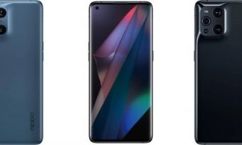 The OPPO Find X3 Pro in two colours, and from the front