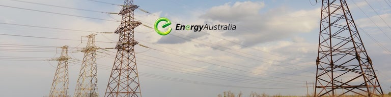 Electricity towers with EnergyAustralia logo