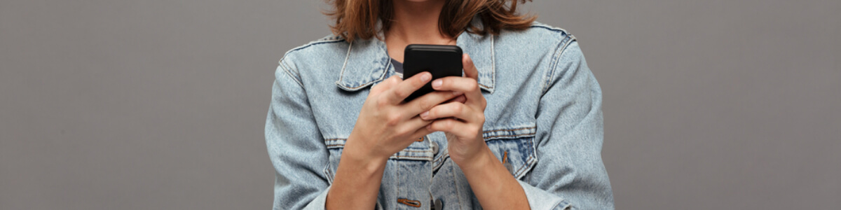 Woman using Android phone