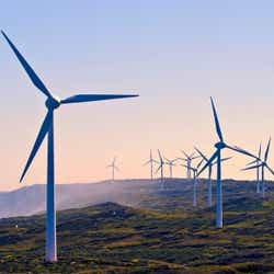 Wind turbines on hill side