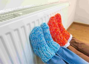 Natural gas heater warming feet