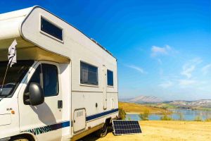 Caravan with solar panel