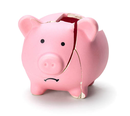 Broken pink piggy bank