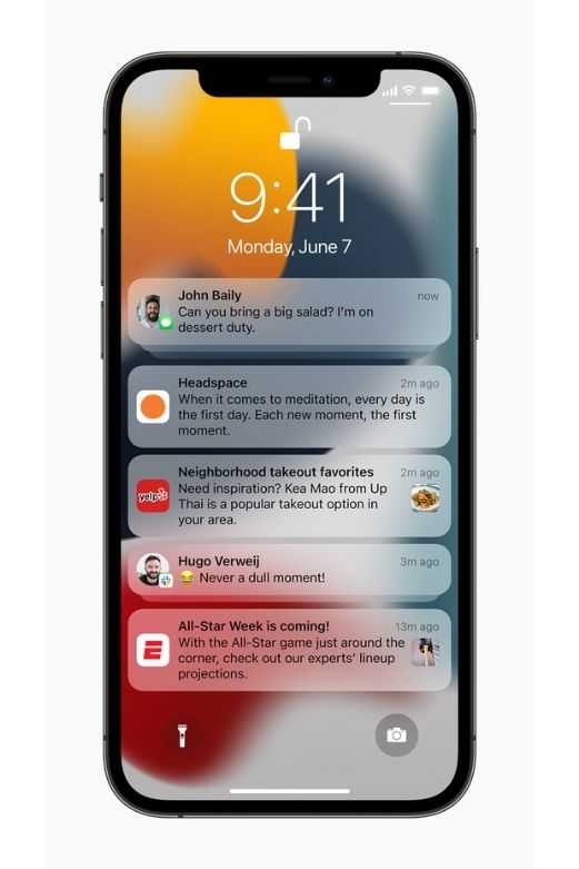 An iPhone showing new notifications in iOS 15