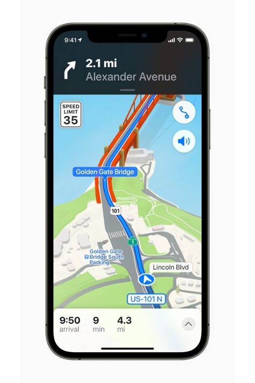 An iPhone showing Apple Maps in iOS 15