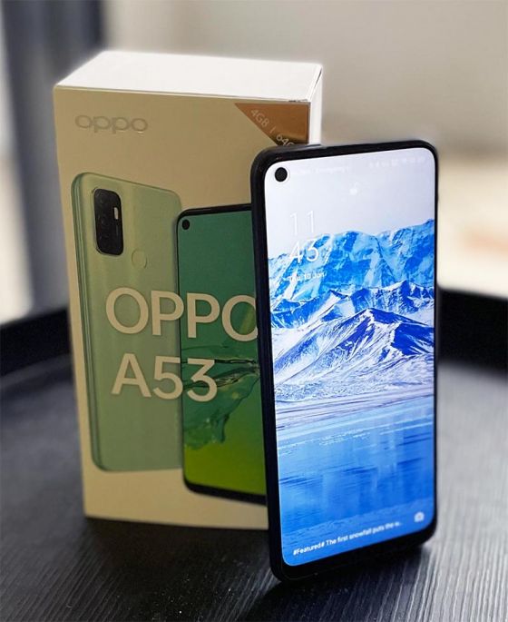 OPPO A53 phone and box