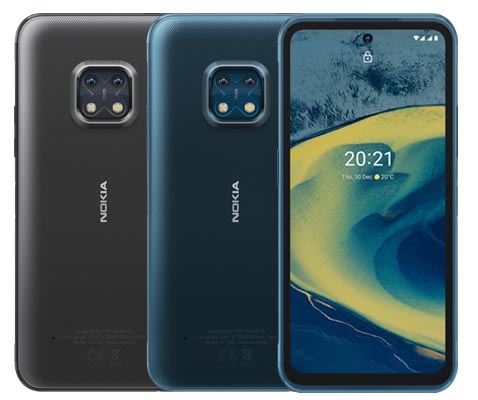 Nokia XR20 phones in black and blue colourways