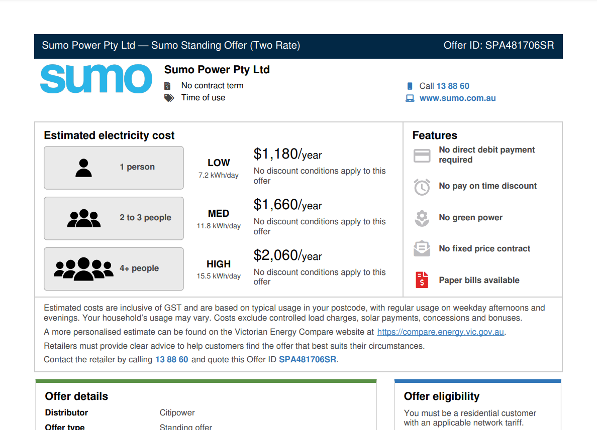Sumo vic price