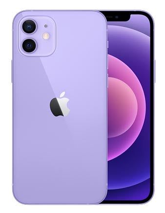 Front and back of iPhone 12 in purple colour