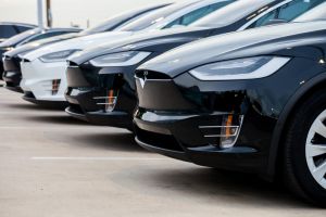 Row of electric vehicles