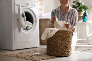 young woman using the dryer