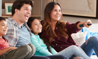 Family watching TV