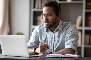 Man studying online