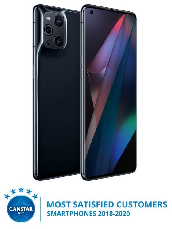 OPPO Find X3 Pro phone with Canstar Blue logo 