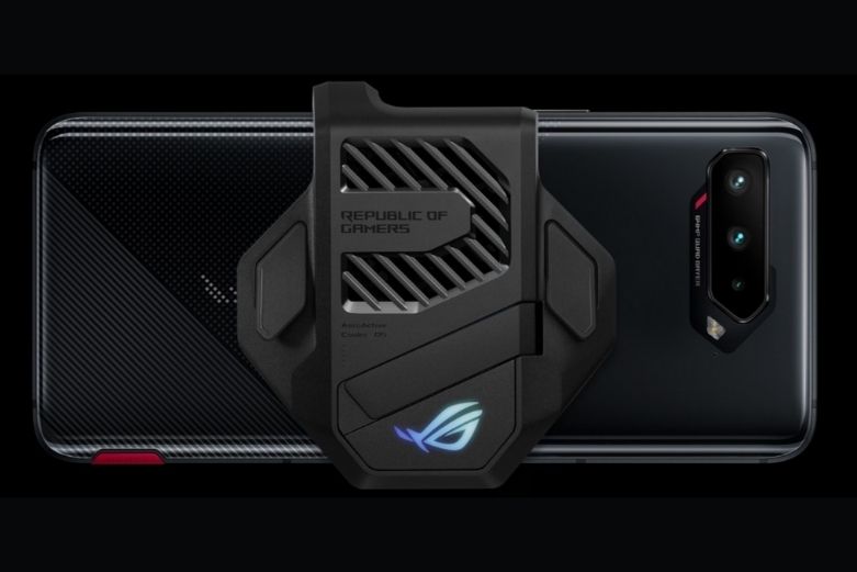 The ROG Phone 5 with a back mounted fan