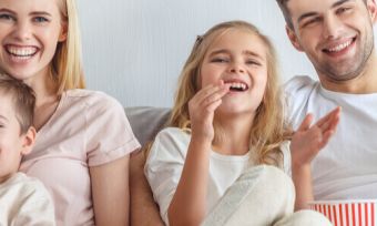 Family watching TV